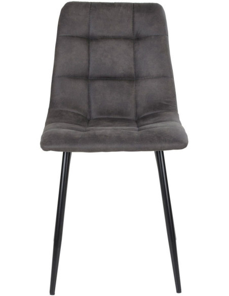 Chaise moderne matelassée Microfibre Gris foncé Métal Noir Middelfart (Lot de 2) - 3