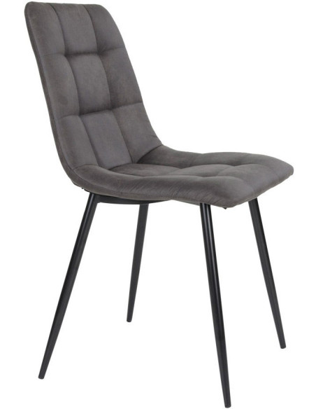 Chaise moderne matelassée Microfibre Gris foncé Métal Noir Middelfart (Lot de 2) - 4