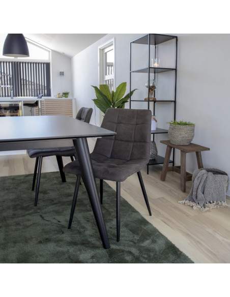 Chaise moderne matelassée Microfibre Gris foncé Métal Noir Middelfart (Lot de 2) - 7