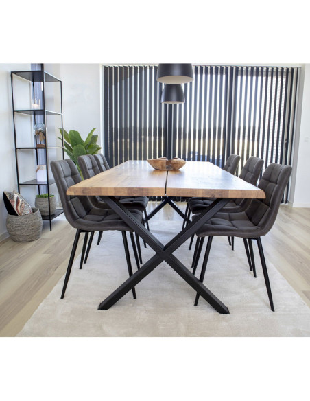 Chaise moderne matelassée Microfibre Gris foncé Métal Noir Middelfart (Lot de 2) - 8