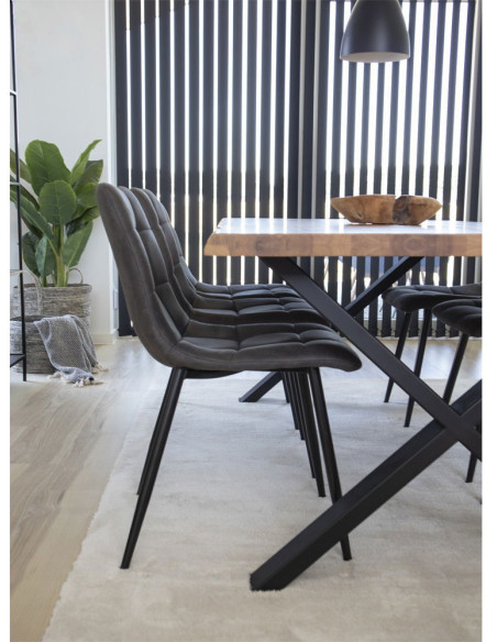 Chaise moderne matelassée Microfibre Gris foncé Métal Noir Middelfart (Lot de 2) - 9