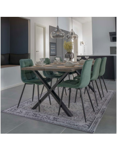 Chaise moderne matelassée Velours Vert foncé Métal Noir Middelfart (Lot de 2) - 1 2