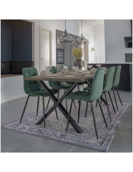 Chaise moderne matelassée Velours Vert foncé Métal Noir Middelfart (Lot de 2) - 2