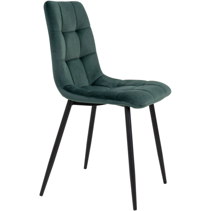 Chaise moderne matelassée Velours Vert foncé Métal Noir Middelfart (Lot de 2) - 4