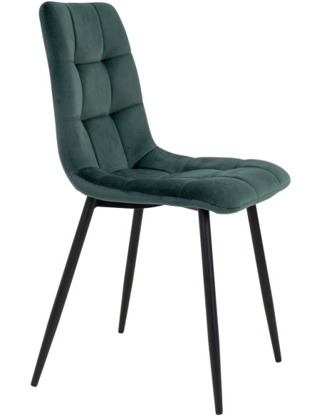 Chaise moderne matelassée Velours Vert foncé Métal Noir Middelfart (Lot de 2) - 4