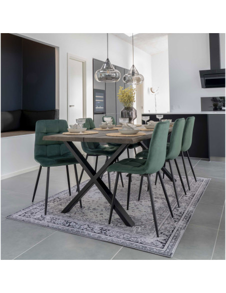 Chaise moderne matelassée Velours Vert foncé Métal Noir Middelfart (Lot de 2) - 7