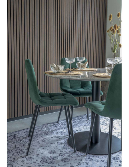 Chaise moderne matelassée Velours Vert foncé Métal Noir Middelfart (Lot de 2) - 8