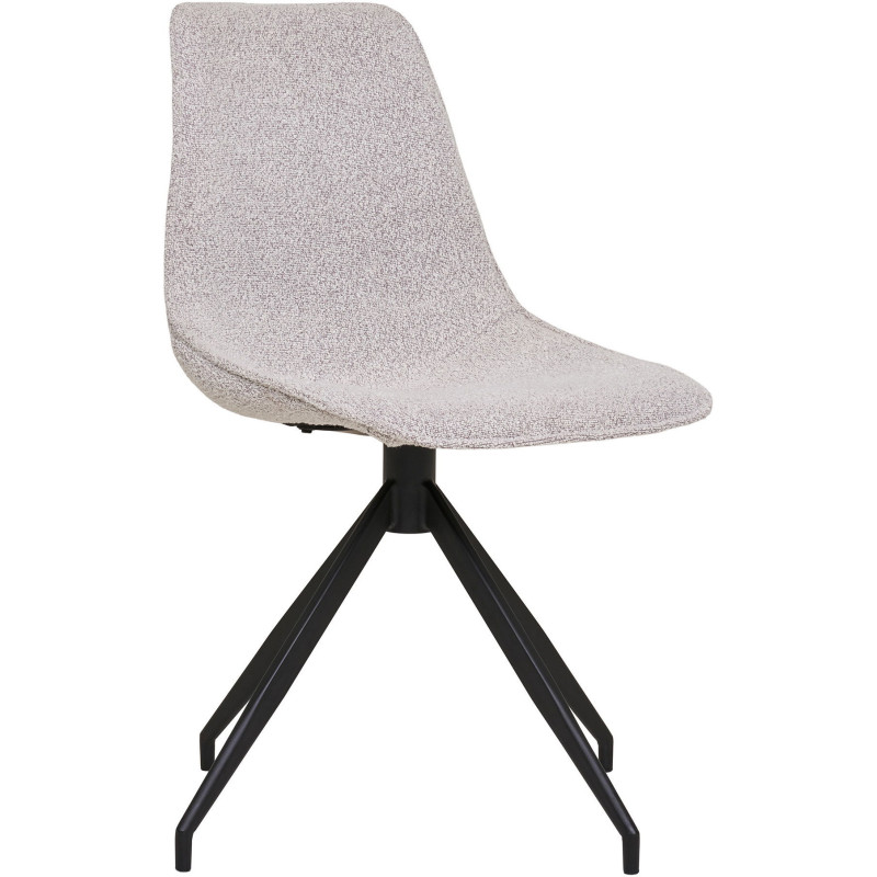 Chaise moderne pivotante Tissu Sable Bouclé Métal Noir Monaco (Lot de 2) - 1