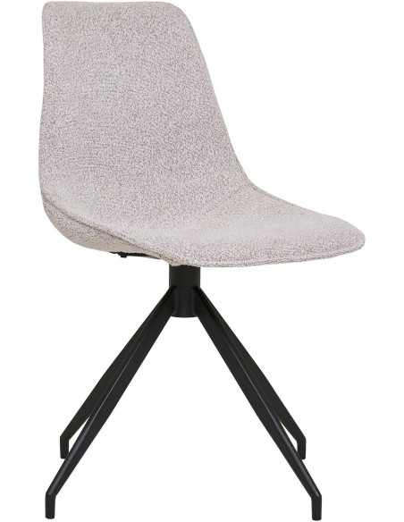 Chaise moderne pivotante Tissu Sable Bouclé Métal Noir Monaco (Lot de 2) - 1