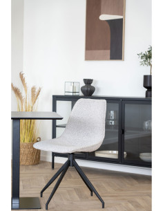 Chaise moderne pivotante Tissu Sable Bouclé Métal Noir Monaco (Lot de 2) - 2