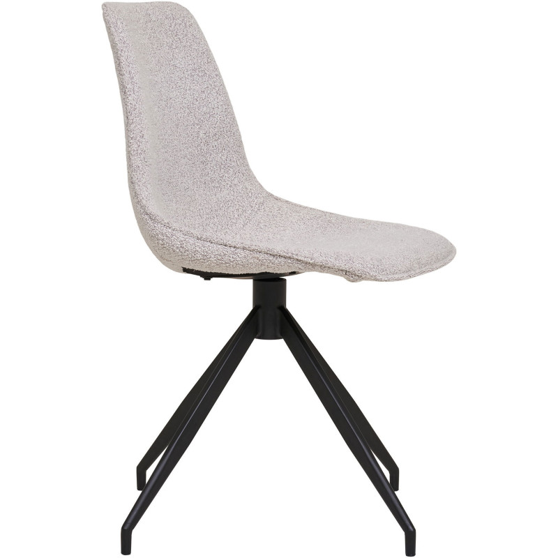 Chaise moderne pivotante Tissu Sable Bouclé Métal Noir Monaco (Lot de 2) - 4