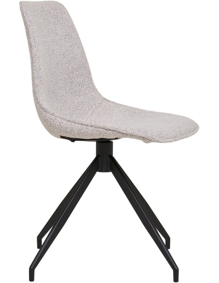 Chaise moderne pivotante Tissu Sable Bouclé Métal Noir Monaco (Lot de 2) - 4