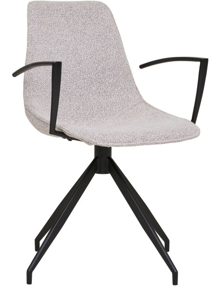 Chaise moderne pivotante Tissu Sable Bouclé Métal Noir Monaco (Lot de 2) - 9