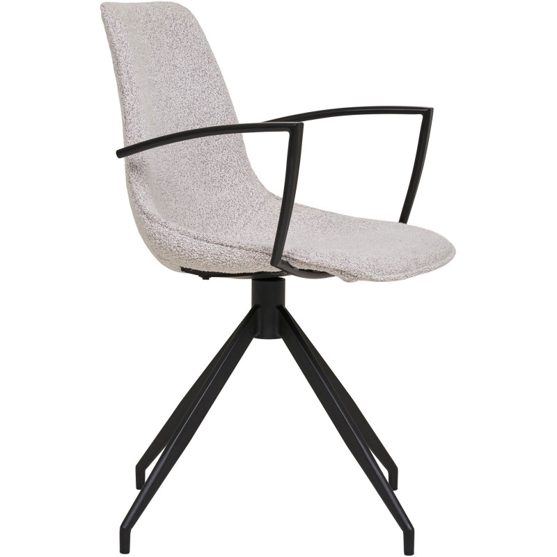 Chaise moderne pivotante Tissu Sable Bouclé Métal Noir Monaco (Lot de 2) - 10