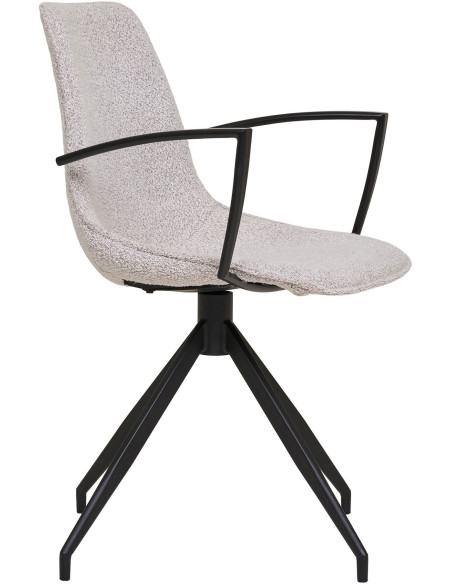 Chaise moderne pivotante Tissu Sable Bouclé Métal Noir Monaco (Lot de 2) - 10