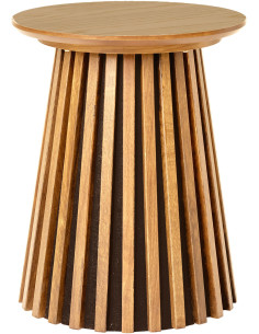 Table d'appoint moderne Ronde Bois MDF Naturel Effet chêne Osaka - 1