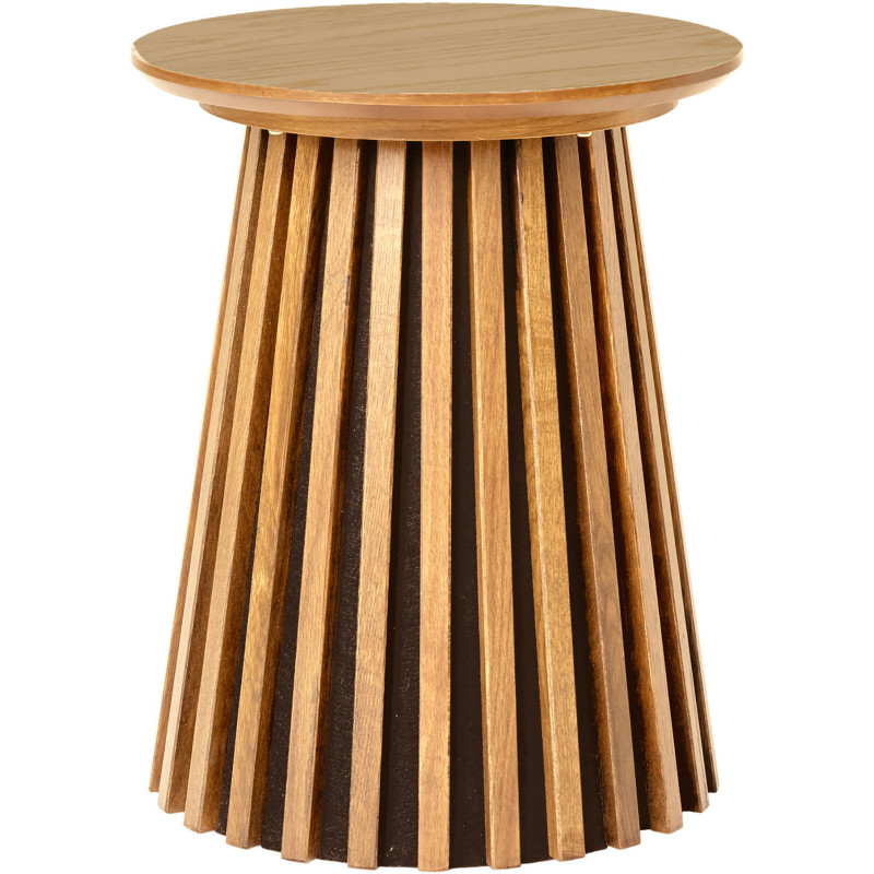 Table d'appoint moderne Ronde Bois MDF Naturel Effet chêne Osaka - 1