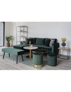 Table basse moderne Ronde Bois MDF Blanc Effet marbre Métal Doré Effet laiton Bolzano - 1 2