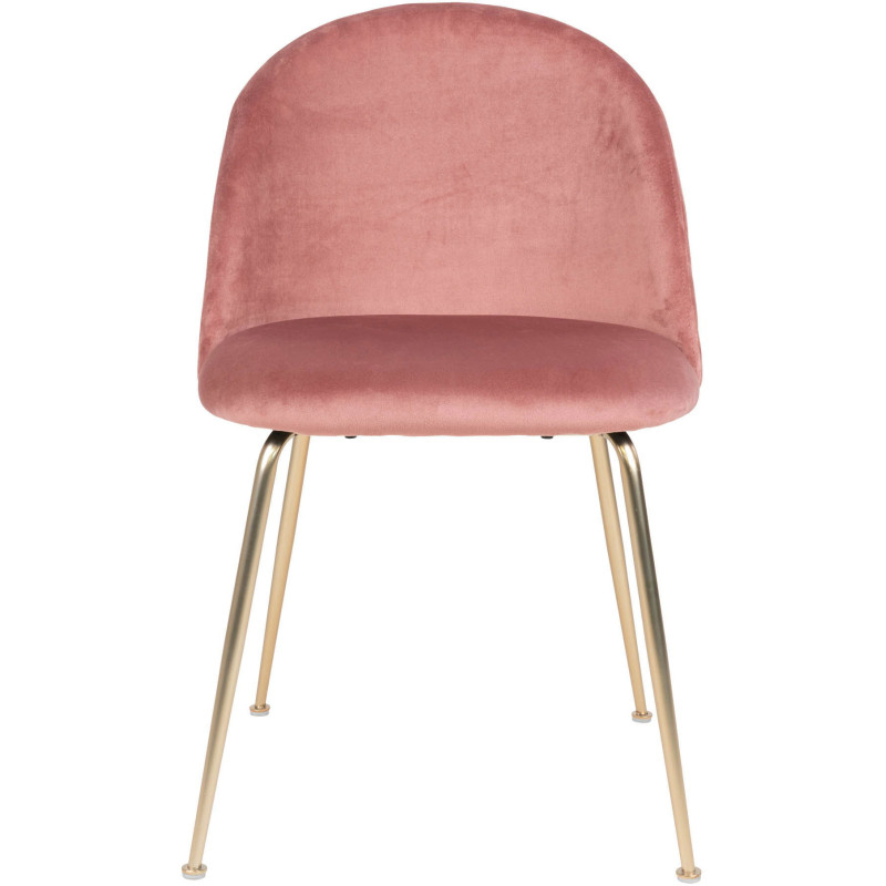 Chaise moderne arrondie Velours Rose Métal Doré Effet laiton Geneve (Lot de 2) - 3