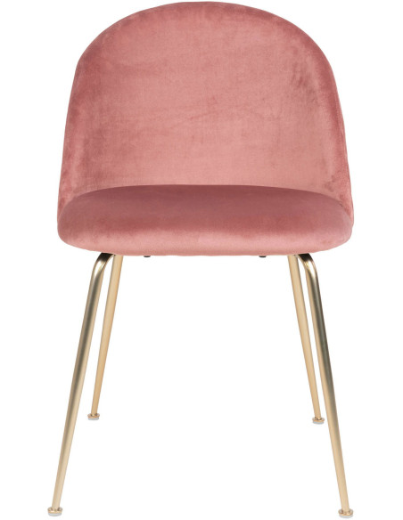 Chaise moderne arrondie Velours Rose Métal Doré Effet laiton Geneve (Lot de 2) - 3