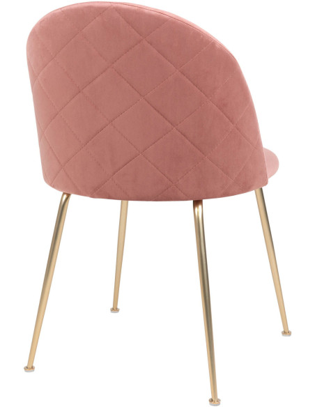 Chaise moderne arrondie Velours Rose Métal Doré Effet laiton Geneve (Lot de 2) - 5