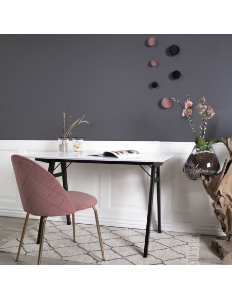 Chaise moderne arrondie Velours Rose Métal Doré Effet laiton Geneve (Lot de 2) - 7