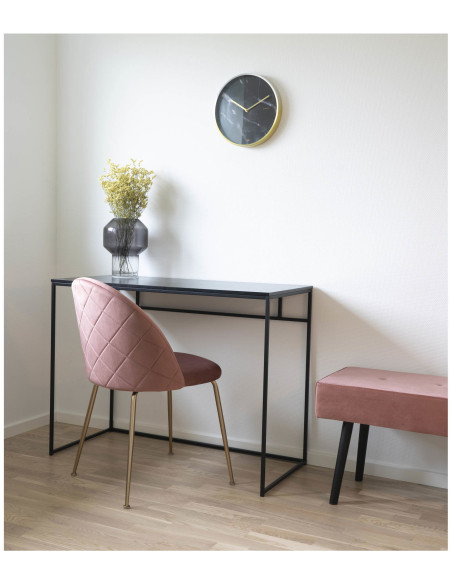 Chaise moderne arrondie Velours Rose Métal Doré Effet laiton Geneve (Lot de 2) - 8