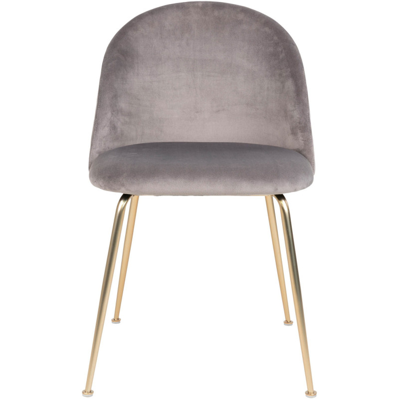 Chaise moderne arrondie Velours Gris Métal Doré Effet laiton Geneve (Lot de 2) - 3