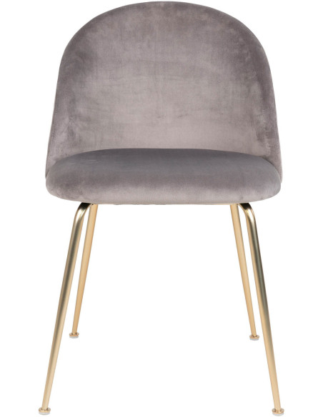 Chaise moderne arrondie Velours Gris Métal Doré Effet laiton Geneve (Lot de 2) - 3