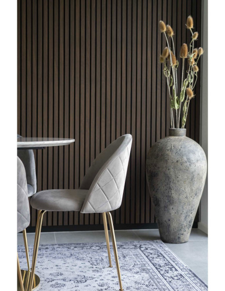 Chaise moderne arrondie Velours Gris Métal Doré Effet laiton Geneve (Lot de 2) - 8