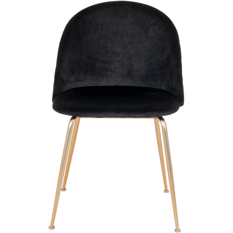 Chaise moderne arrondie Velours Noir Métal Doré Effet laiton Geneve (Lot de 2) - 2