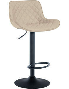 Tabouret de bar moderne matelassé en Polyuréthane Blanc crème Métal Noir Simeon - 1