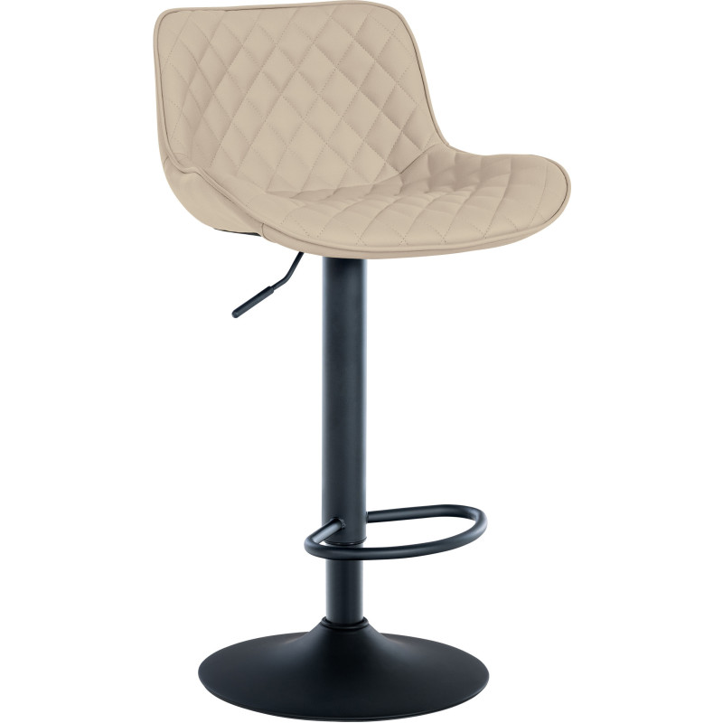 Tabouret de bar moderne matelassé en Polyuréthane Blanc crème Métal Noir Simeon - 1