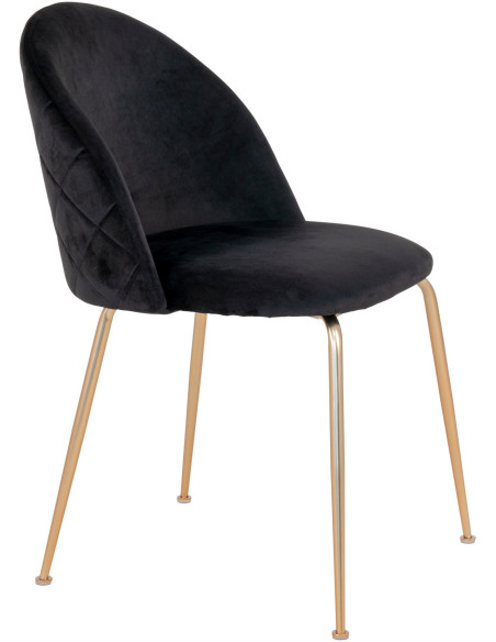 Chaise moderne arrondie Velours Noir Métal Doré Effet laiton Geneve (Lot de 2) - 3