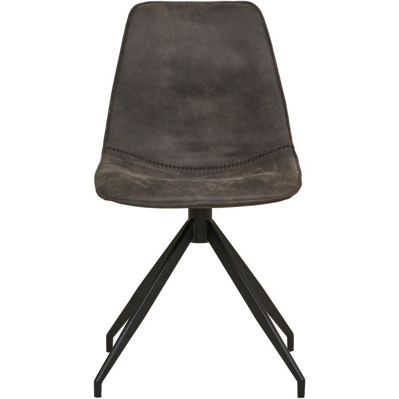 Chaise moderne pivotante Microfibre Gris Métal Noir Monaco (Lot de 2) - 2