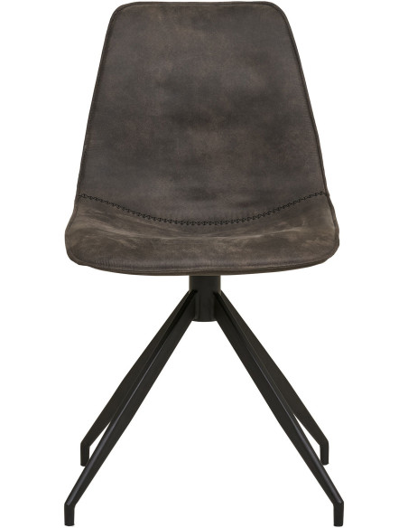 Chaise moderne pivotante Microfibre Gris Métal Noir Monaco (Lot de 2) - 2