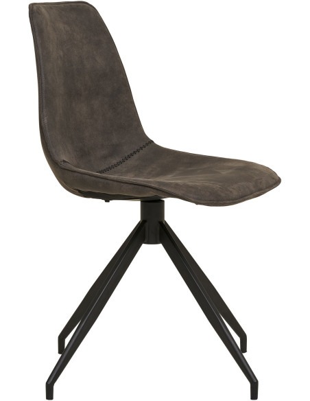 Chaise moderne pivotante Microfibre Gris Métal Noir Monaco (Lot de 2) - 3