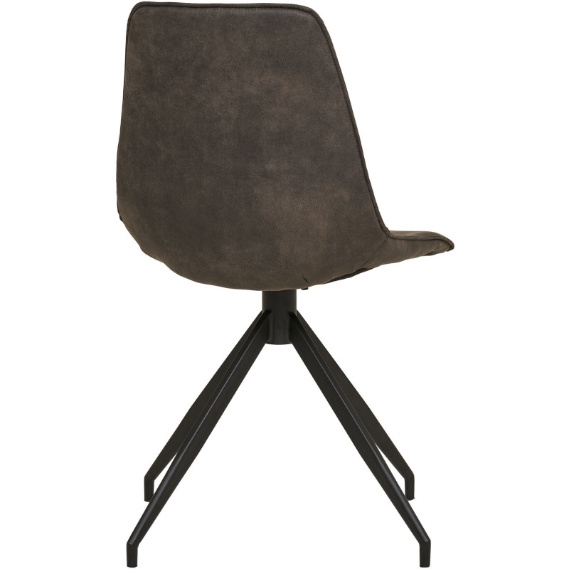 Chaise moderne pivotante Microfibre Gris Métal Noir Monaco (Lot de 2) - 4