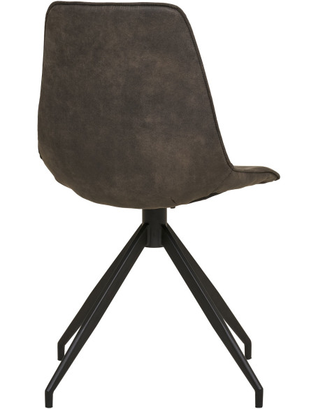 Chaise moderne pivotante Microfibre Gris Métal Noir Monaco (Lot de 2) - 4