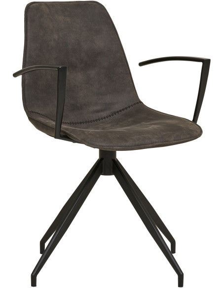 Chaise moderne pivotante Microfibre Gris Métal Noir Monaco (Lot de 2) - 5