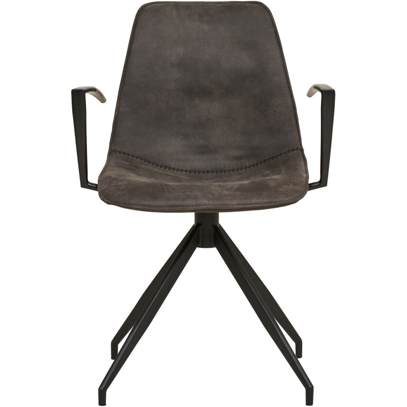 Chaise moderne pivotante Microfibre Gris Métal Noir Monaco (Lot de 2) - 6