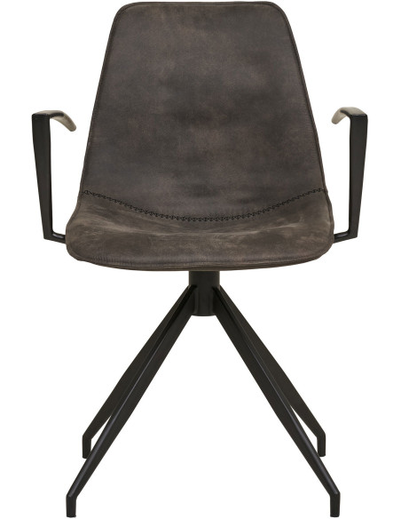 Chaise moderne pivotante Microfibre Gris Métal Noir Monaco (Lot de 2) - 6