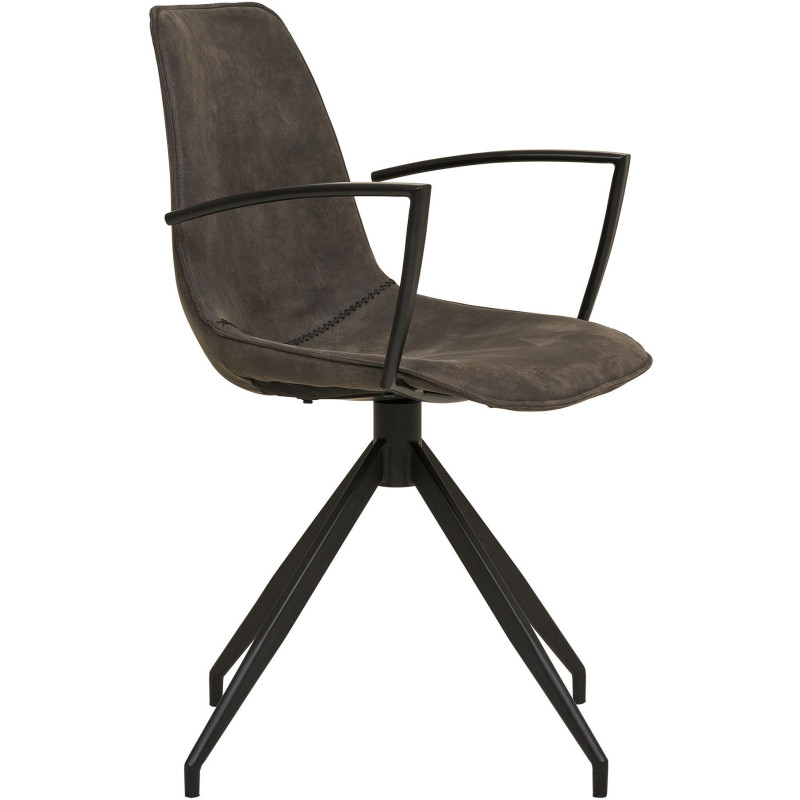 Chaise moderne pivotante Microfibre Gris Métal Noir Monaco (Lot de 2) - 7