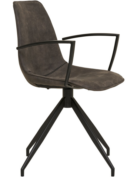 Chaise moderne pivotante Microfibre Gris Métal Noir Monaco (Lot de 2) - 7