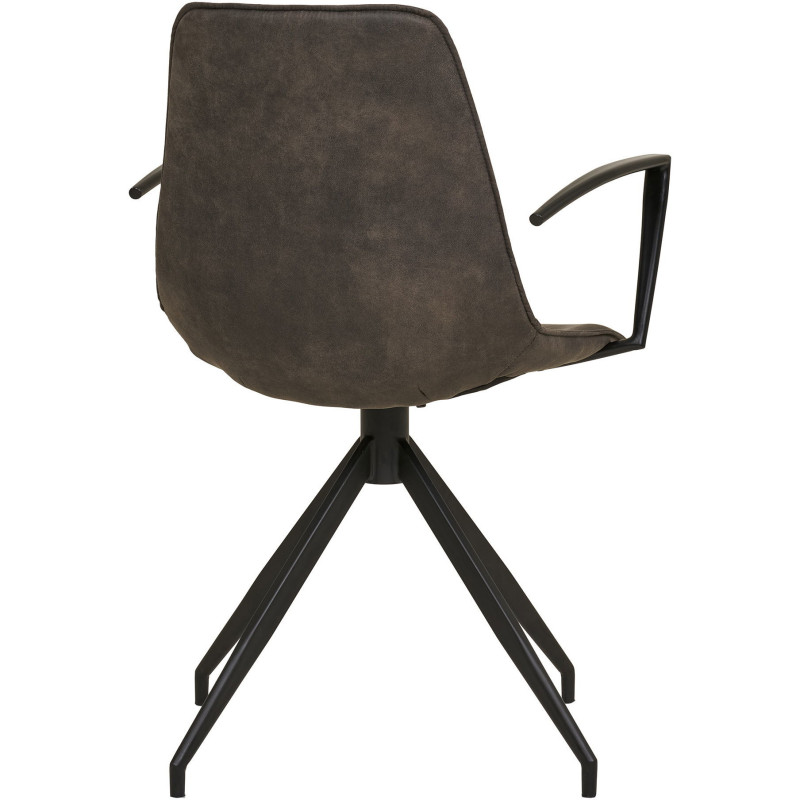 Chaise moderne pivotante Microfibre Gris Métal Noir Monaco (Lot de 2) - 8