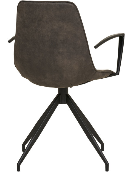 Chaise moderne pivotante Microfibre Gris Métal Noir Monaco (Lot de 2) - 8