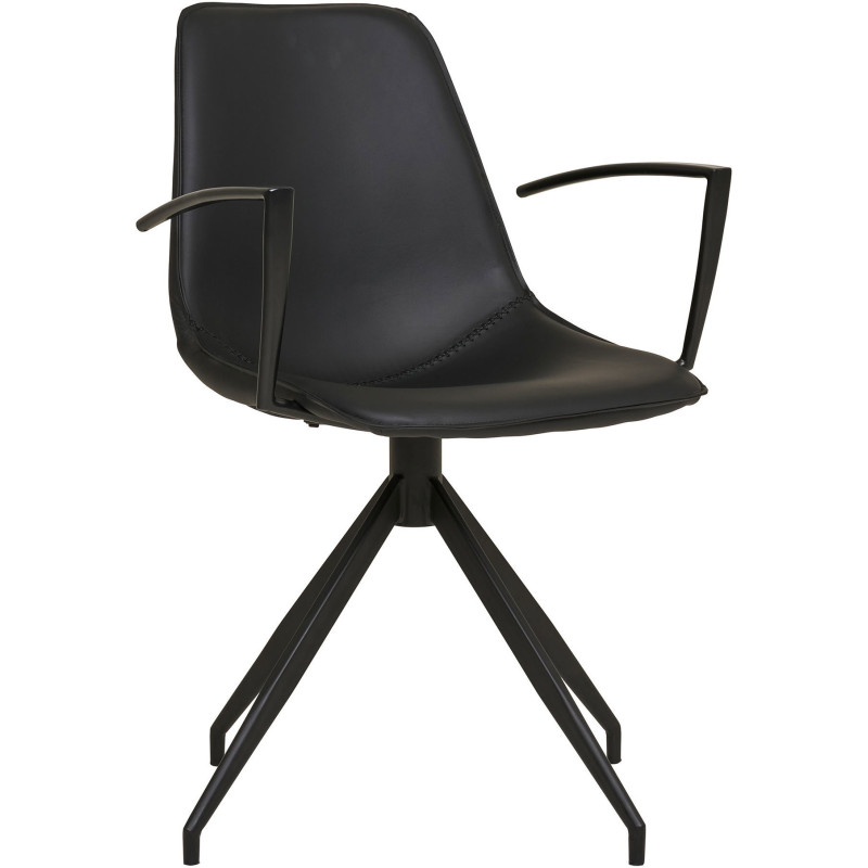 Chaise moderne pivotante Polyuréthane Noir Métal Noir Monaco (Lot de 2) - 8