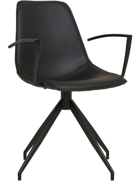 Chaise moderne pivotante Polyuréthane Noir Métal Noir Monaco (Lot de 2) - 8