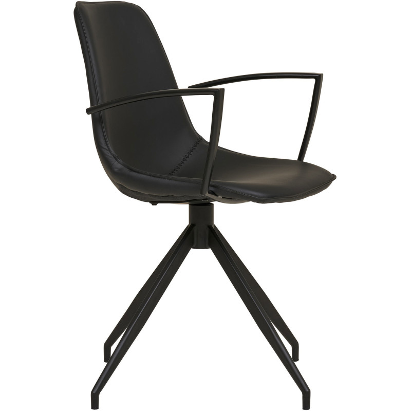 Chaise moderne pivotante Polyuréthane Noir Métal Noir Monaco (Lot de 2) - 9