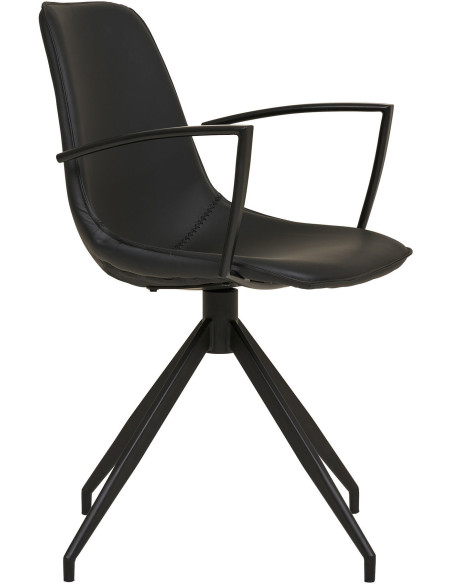 Chaise moderne pivotante Polyuréthane Noir Métal Noir Monaco (Lot de 2) - 9
